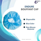 Endure Disposable Bouffant cap- Blue, Hair Head Cover Net, Handmade, Nonwoven PP, Case of 400 (24")