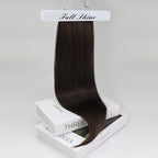 Full Shine Brown Human Hair Clip in Extensions 20 Inch Straight Dark Brown Clip in Hair Extension Lace Weft Real Human Hair Clip ins for Thin Hair 3 PCS 60 G