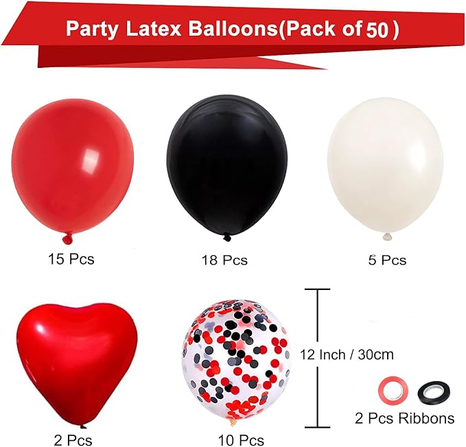 Red and Black Latex Balloons, Casino Party, Race Car Party, Graduation - Image 7