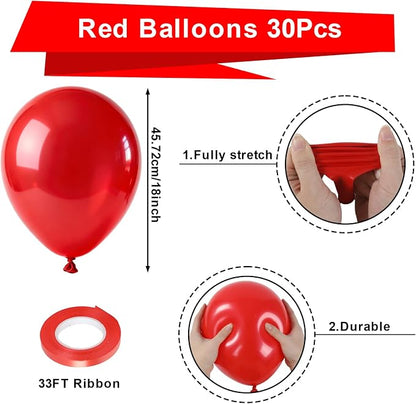 Patimate Red Balloons 30 Pack 18 Inch Matte Red Latex Party Balloons | Birthday - Image 3