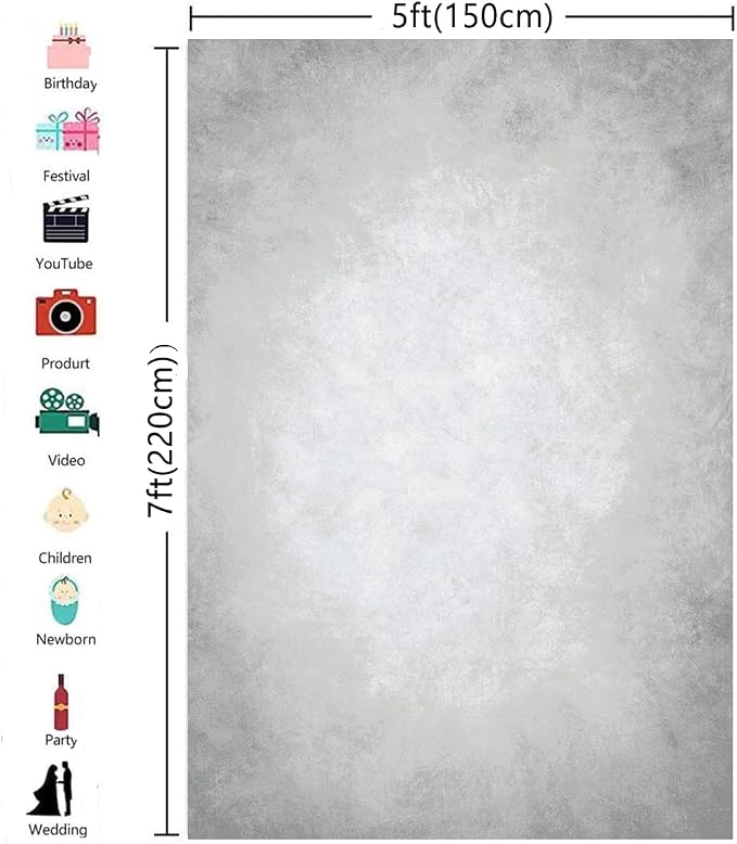 5x7ft Grey Portrait Photography Backdrops Solid Texture Abstract Photo - Image 3