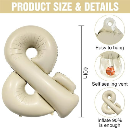 Letter Balloons Beige, 40 Inch Letter And Balloons, Alphabet Name Foil Balloon - Image 2