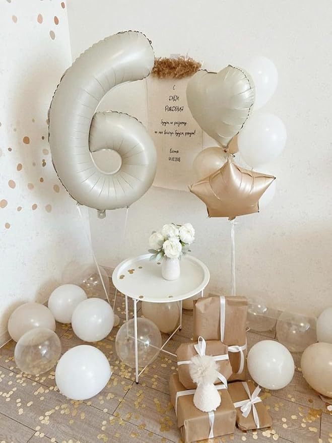 7 Balloon Numbers Party Decorations, 40In Cream Balloons - Image 4
