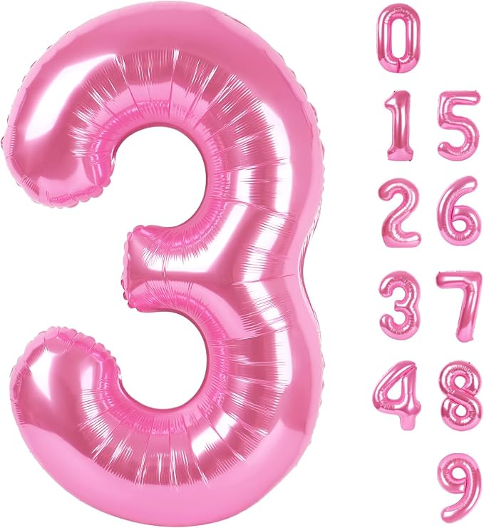3 Balloon Number 40 Inch Pink Balloons by Mluchee