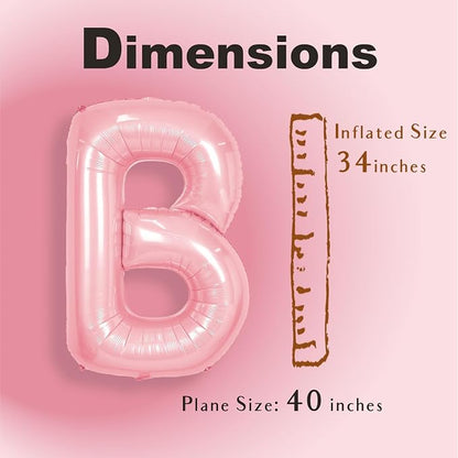 SUWEN 40 Inch Pink Large B Letter Balloons Big Foil Helium A-Z | Jumbo Mylar - Image 2