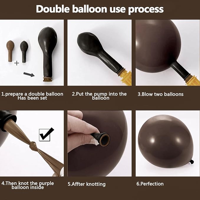Dark Brown Balloons Double Stuffed Balloon Garland Arch Kit Different Sizes - Image 4