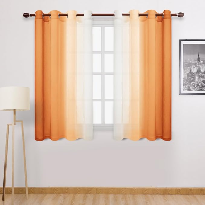 DWCN Faux Linen Ombre Sheer Curtains by DWCN