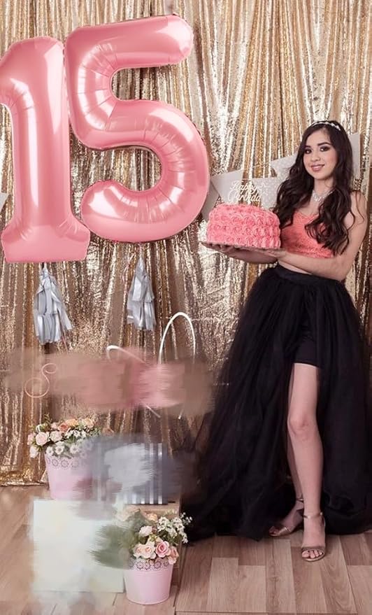 Number Balloons Pearl Pink 15 Balloon 40 inch - Image 3