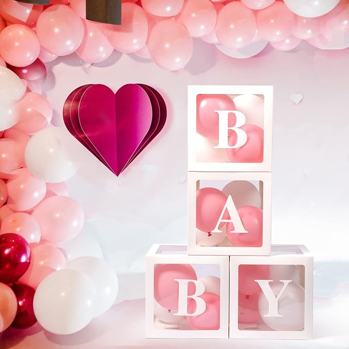Voircoloria Baby Boxes with Letters, 4 Transparent Balloon - Image 4