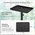 Salon Tray, Metal Feet Salon Rolling Tray with Height Adjustable, Hair Color Trays Non-Rusting
