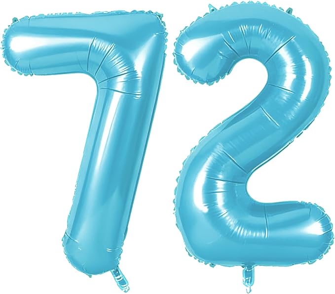 Number 72 Balloons for 72nd Birthday Party Decorations, 0-100 Large No.72 by Joycard