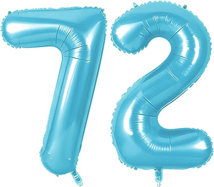 Number 72 Balloons for 72nd Birthday Party Decorations, 0-100 Large No.72 by Joycard