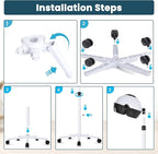 Hooded Hair Dryer, Professional Hood Dryer on Wheels, Sit Under Dryer, Standing Hair Dryer, White