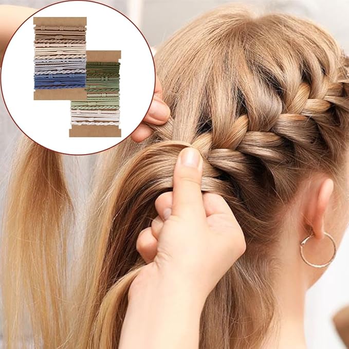 DIYDEC 32PCS Boho Hair Bracelets for Women Elastic Bracelets Hair Ties No Damage Hair Bands for Girls Thick Thin Long Curly Hair Accessories(B Style)