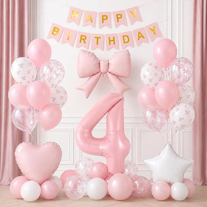4th Pink Bow Birthday Decorations - Image 3