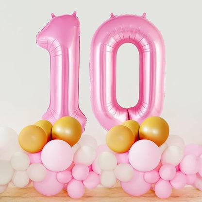 Pink Number 10 Balloon, 40 Inch Big Large Foil Helium Number Balloons, Giant - Image 4