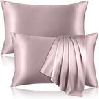 2 Pack 100% Pure Silk Pillowcase for Hair and Skin, Both Sides Mulberry Silk Pillowcases with Hidden Zipper, Cooling Pillowcase 19 Momme, 600 Thread Silk Pillow Cases Queen Size, Apricot