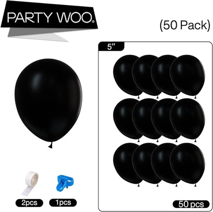 PartyWoo Black Balloons 50pcs Matte Black Latex Helium Balloons 5 Inch | - Image 5