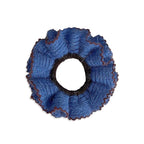 2 Pcs Soft Fabric Scrunchies for Hair,3.9 inch Medium Elastic Hair Ties Ropes Crochet Knit Silky Scrunchie for Women-Blue