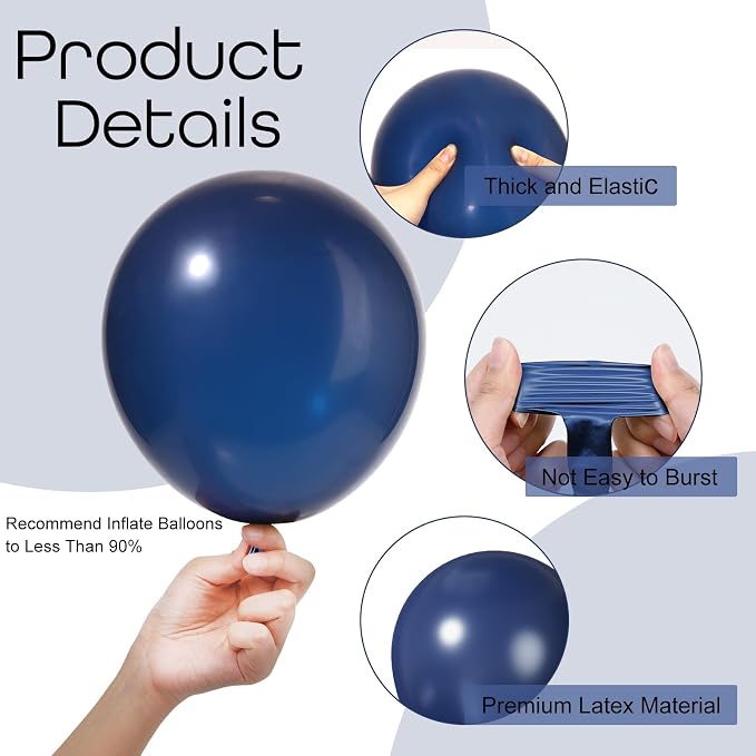 Ouddy Party 129Pcs Navy Blue Balloons Different Sizes 18 12 10 5 Inch | 6Pcs - Image 4