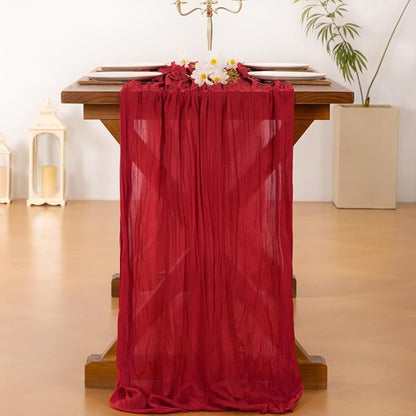Cheesecloth Table Runner Summer Boho Wedding Birthday Party Home Decor | Red - Image 4