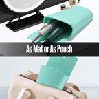 2 Pack Heat Resistant Silicone Hair Iron Mat and Pouch,Portable Travel Hair Straightener Mat and Holder for Hair Styling Tools.(Mint Green)