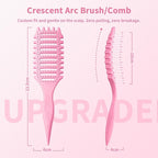 Curl Defining Brush, 4-in-1 Curly Hair Brush – Flexible Styling Brushes for Women and Men, Curls Detangling Hairbrush Featuring a Crescent Shape and Ultra-Smooth Bristles for Wet & Dry Hair - Pink