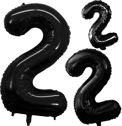 Black Foil Balloons Number 2, Huge Number Balloons by GOER