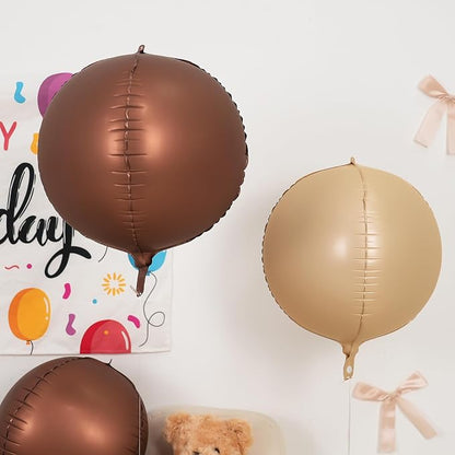 6Pcs Nude Cream Beige Round Foil Balloons, 22inch 4D Apricot Brown Tan Large - Image 5