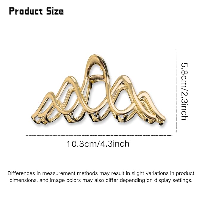 Wave Hair Claw Clip Wavy Metal Hair Clips Large Gold Hair Claws Barrettes Strong Hold Nonslip Hair Jaw Clips for Thin Thick Hair Stylish Hair Accessories for Women Girls
