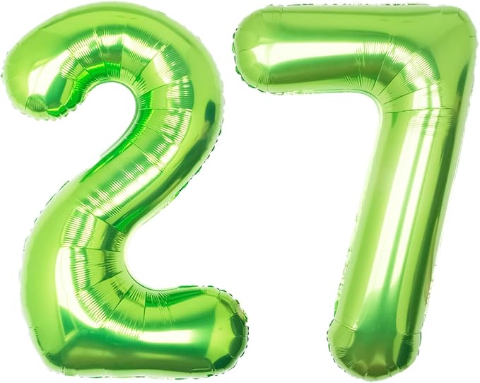 40 Inch Green Number 27 Balloon Lime Big Large Helium Number 0-9 | Giant by SULALABOO