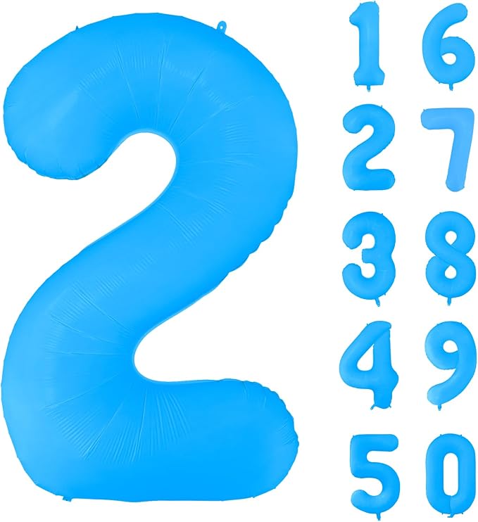 Fluorescent Blue Number Balloon 40 inch Giant Foil Helium Balloons Blue Number by Yeodong