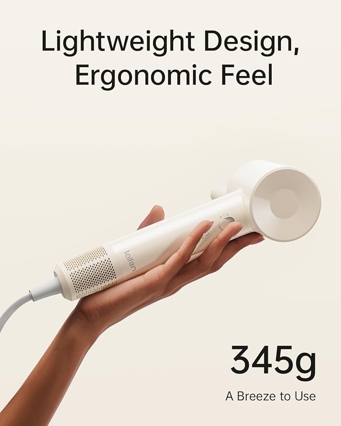 Laifen SE Lite Hair Dryer, Negative Ionic Blow Dryer with 100,000 RPM Brushless Motor for Fast Drying, High-Speed Low Noise Thermo-Control Hair Dryer with Lightweight Design and 2 Nozzles