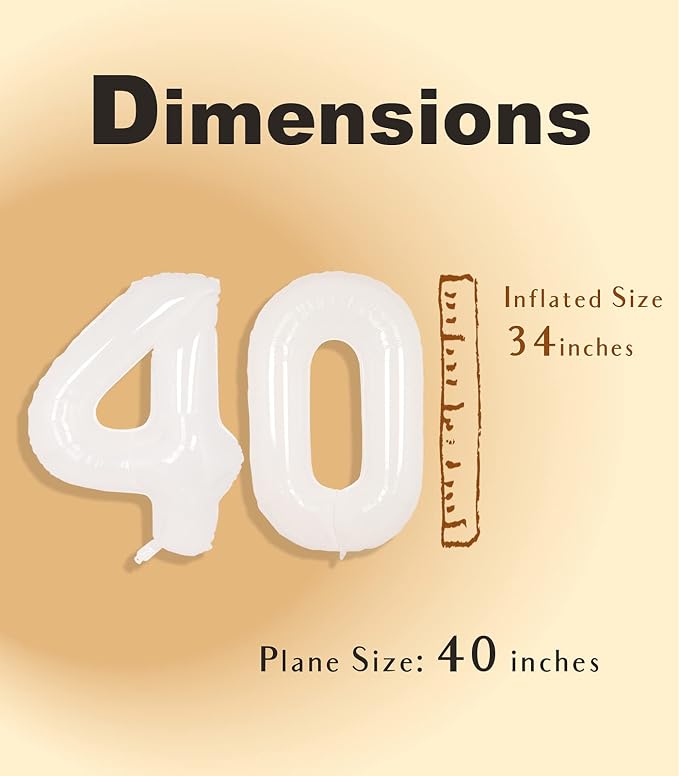 SUWEN 40 Inch White Large 40 Balloon Number Big Foil Helium Numbers 0-9 | Giant - Image 4