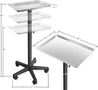 Saloniture Set of 3 - Aluminum Salon Instrument Tray, Heavy-Duty Metal Rolling Base
