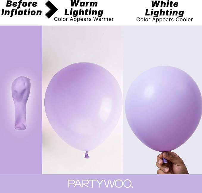PartyWoo Lavender Balloons 120pcs Light Pastel Purple Lilac Color | 18 12 10 5 - Image 3