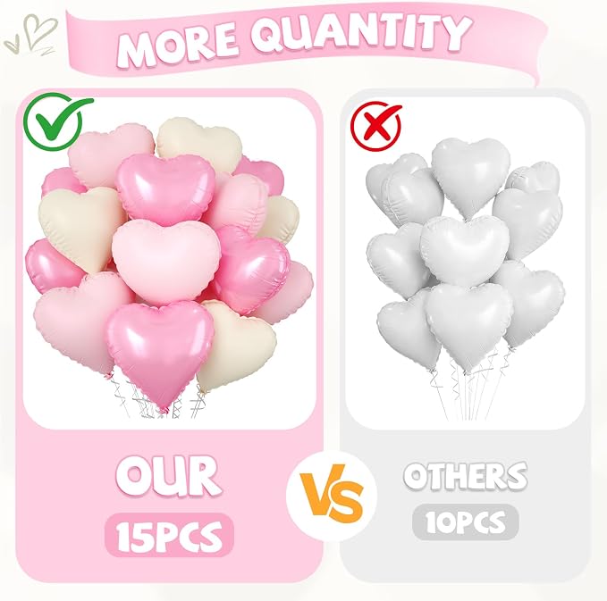 Pink Cream Beige Heart Balloons, Apricot Helium Balloon - Image 3