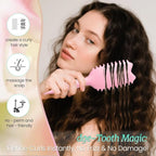 Curly Hair Brush Boar Bristles Curl Defining Brush With 2 Psc Silk Scrunchies Detangling Brush For Curly Hair Detangling Brush Styling Comb Curling Curling Brush (Pink)