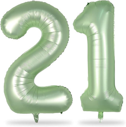 Sage Green 21st Birthday Balloons by Lingqiang