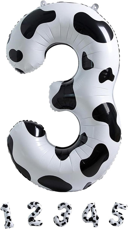 Large Number Balloons 40 Inch, Cow Print Self Inflating 3 Balloons - Image 9