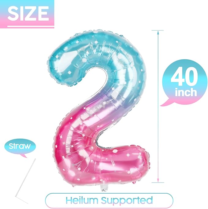2 Balloon - Starry Sky Birthday Number Balloons, 40 Inch Party Decorations | - Image 5