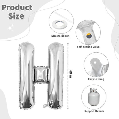 Silver HBD Balloons, HBD Foil Letter Balloon - Image 2