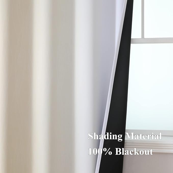 Beige and Grayish White Blackout Curtains & Drapes - Image 5