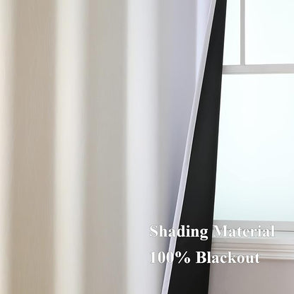 Beige and Grayish White Blackout Curtains & Drapes - Image 5