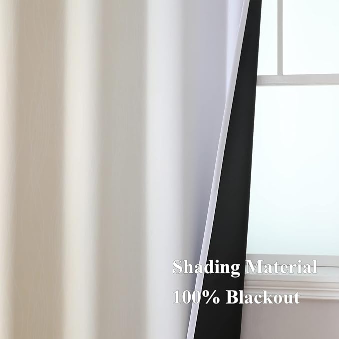 Beige and Greyish White Blackout Curtains - Image 5