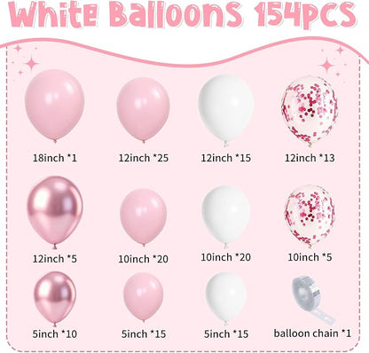 154 PCS Pink and White Balloon Arch Kit, Different Sizes - Image 3