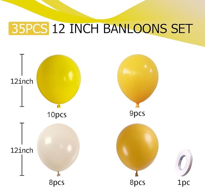 Yellow Beige White Balloons Retro Lemon Yellow Latex Balloons 12inch Helium - Image 4