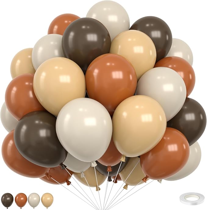 Brown Balloons, 12 Inch Retro Brown Sand White Cocoa Coffee Apricot Beige Nude by FEYG