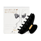 Acetate Hair Clip for Women, SHE'S FREE STYLE JUST FOR YOU [2024 New] Premium Tortoise Shell Hair Claw Clips, Butterfly Hair Accessory (Black-3.4")