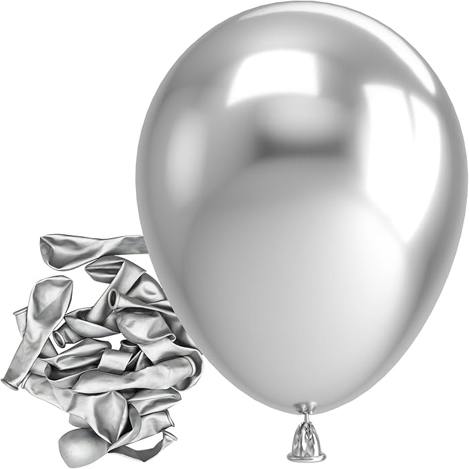 Bezente Metallic Silver Balloons Latex Matte Balloons 150 Pack 5 inch Small | by Bezente